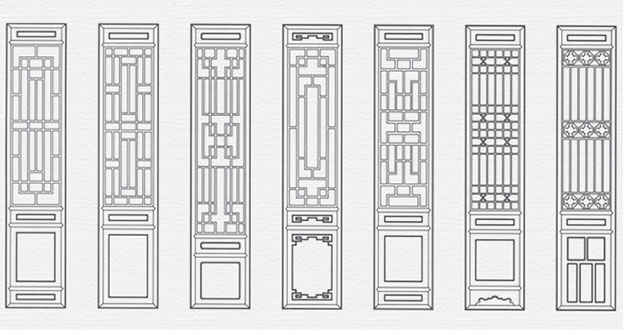 巴音郭楞常用中式仿古花窗图案隔断设计图