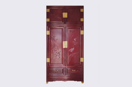 巴音郭楞高端中式家居装修深红色纯实木衣柜