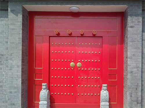 巴音郭楞中国传统四合院系列朱红色中式木制大门木作